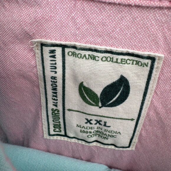 Colours Alexander Julian XXL Organic Cotton Button Up Shirt Aqua Blue‎ Preppy - Picture 4 of 6